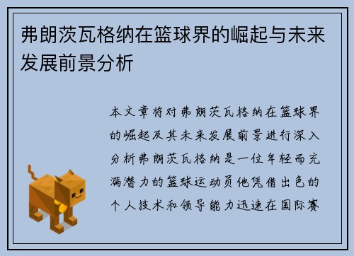 弗朗茨瓦格纳在篮球界的崛起与未来发展前景分析