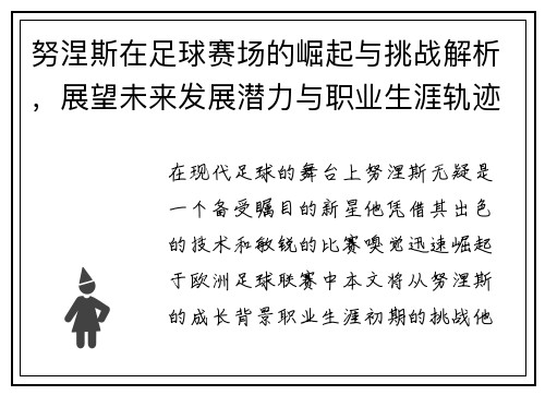 努涅斯在足球赛场的崛起与挑战解析，展望未来发展潜力与职业生涯轨迹